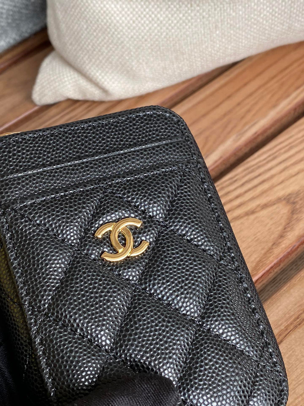 CC 22A Zippy Coin Purse Black Caviar GHW 223922