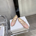 FLAT SANDALS WITH DOUBLE STRAP-DESIGN LEATHER ROSE PINK