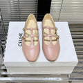 FLAT SANDALS WITH DOUBLE STRAP-DESIGN LEATHER ROSE PINK