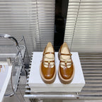 HIGH FLAT SANDALS WITH DOUBLE STRAP-DESIGN LEATHER CARAMEL BROWN
