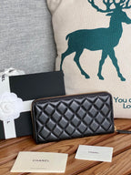 CC Zippy Long Wallet 19.5cm Black Sheepskin GHW 223941