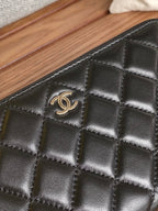 CC Zippy Long Wallet 19.5cm Black Sheepskin Sliver Steel 223943