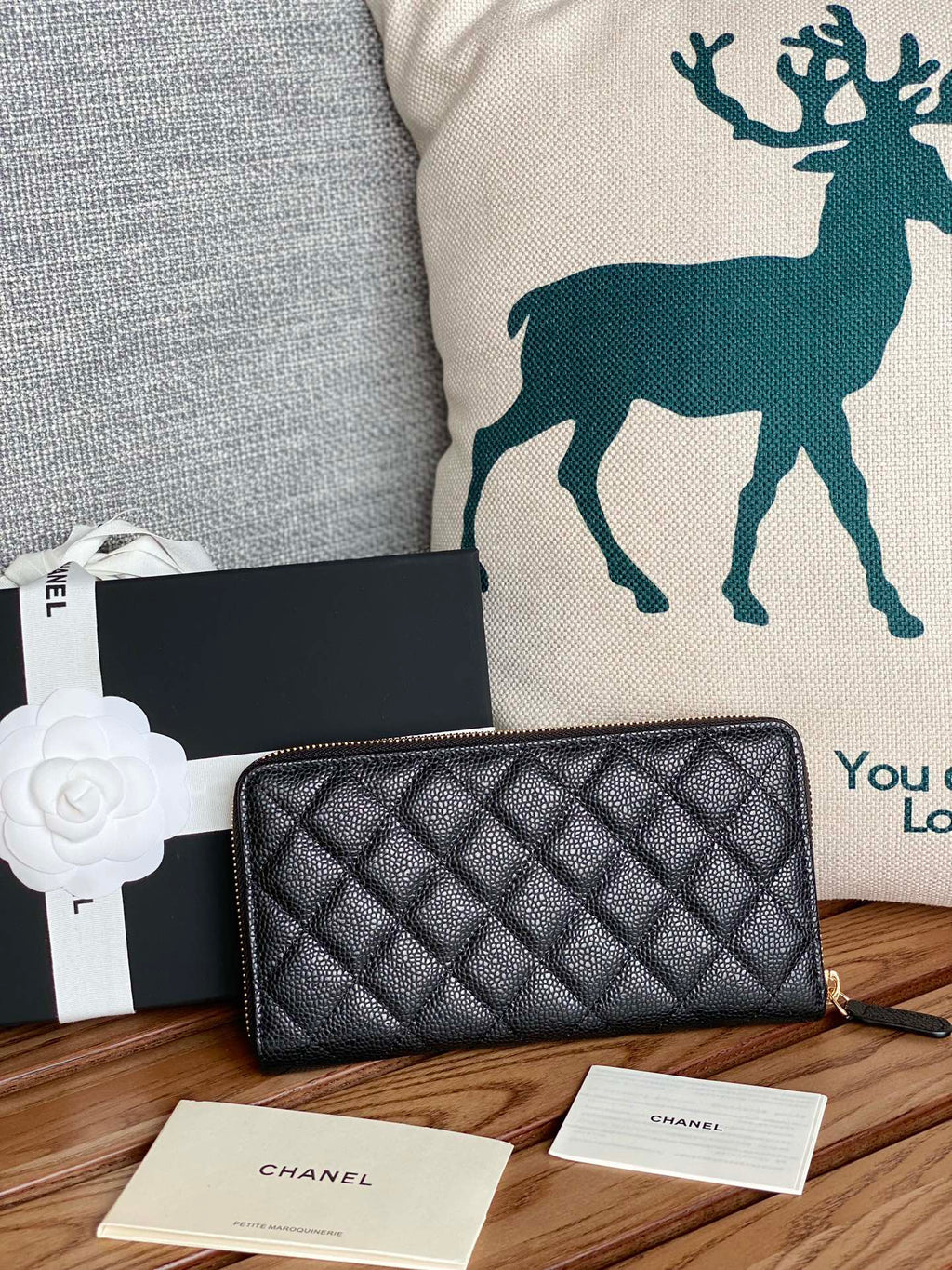 CC Zippy Long Wallet 19.5cm Black Caviar GHW 223945