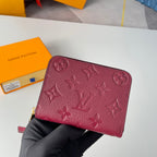 LV M60740 Zippy Coin Purse Burgundy Monogram Empreinte Leather 221609