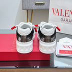 VALENTINO 25S GARAVANI ONE STUD XL PLATFORM SNEAKERS IN WHITE MIX METALLIC LAMBSKIN