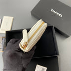 CC A3185 Long Zipper White Caviar Diamond Hardware  229636