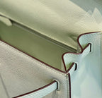 KELLY 28CM IN VERT FIZZ SWIFT CALFSKIN SILVER HARDWARE