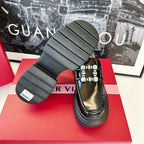 VIV' RANGERS LOAFERS IN BLACK SHINY CALFSKIN STRASS BUCKLE