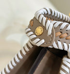 PEEKABOO ISEEU 27 IN MEDIUM BROWN INTERLACED CALFSKIN GOLD HARDWARE
