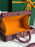 GRAND HÔTEL TRUNK BAG 24 IN BURGUNDY RED GOYARDINE CANVAS AND CALFSKIN