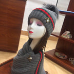 SET SCARF AND HAT IN SHARK GRAY WOOL AND CASHMERE 945024