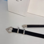 Medium Spike Belt 25mm Black Calfskin Loop Silver Silver Finishing
