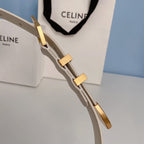 Medium Spike Belt 25mm White Calfskin Loop Gold Gold Finishing