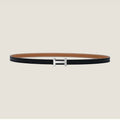 HM FOCUS BUCKLE & REVERSIBLE TAWNY BROWN AND BLACK LEATHER STRAP 13MM SILVER HARDWARE