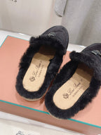 LP CHARMS WALK BABOUCHE LOAFERS BLACK FLEECE