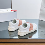 VALENTINO 25S GARAVANI ROCKSTUD UNTITLED STUDDED SNEAKERS IN WHITE MIX PINK LAMBSKIN