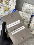 CD Caro 11cm Compact Wallet Shiny Grey Calfskin
