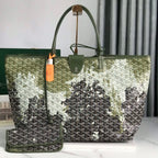 SAINT LOUIS GM BAG 40 IN GREEN MIX BLACK GOYARDINE CANVAS