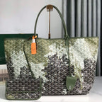 SAINT LOUIS GM BAG 40 IN GREEN MIX BLACK GOYARDINE CANVAS
