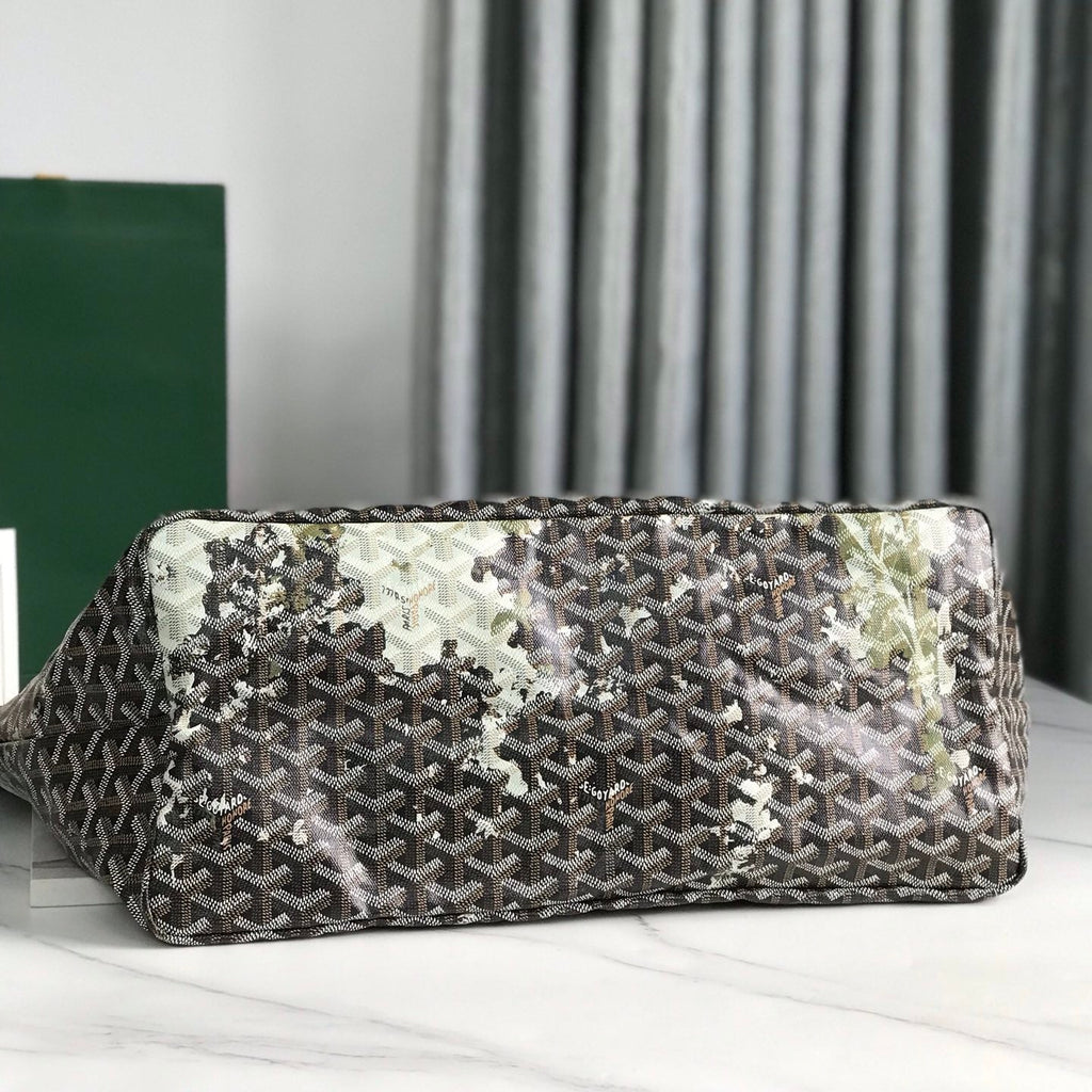 SAINT LOUIS GM BAG 40 IN GREEN MIX BLACK GOYARDINE CANVAS