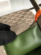 POITIERS CLAIRE-VOIE BAG 24 IN GREY MIX GREEN GOYARDINE CANVAS AND CALFSKIN