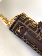 Fend Baguette 24 Brown FF Jacquard Fabric Bag Ghw