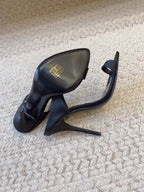 GAP CRYSTAL-BUCKLE SLIDE SANDALS IN BLACK SILK