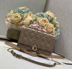 MY CD 24 TOP HANDLE BAG DARK BROWN LAMBSKIN