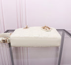 MEDIUM LADY D-JOY 26 WHITE LAMBSKIN