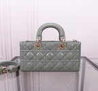 MEDIUM LADY D-JOY 26 ROCK GRAY LAMBSKIN