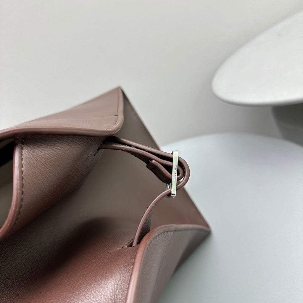 The Row Margaux 17 Chocolate Leather