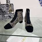 DIOR 25S NAUGHTILY-D ANKLE BOOTS 35 MM IN BLACK MESH TULLE AND SUEDE