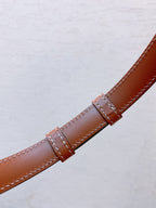 Hook & Loop 20mm TRIOMPHE Logo Square Adjustable Belt Tan Calfskin Ghw