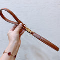 Hook & Loop 20mm TRIOMPHE Logo Square Adjustable Belt Tan Calfskin Ghw