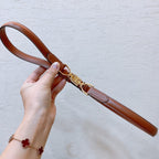 Hook & Loop 20mm TRIOMPHE Logo Square Adjustable Belt Tan Calfskin Ghw