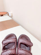 REFINED DAD SANDAL IN WINE RED LAMBSKIN