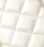 CHANEL 25S FLAP BAG 17 CM IN WHITE LAMBSKIN PEARL STRAP WITH GOLD HARDWARE