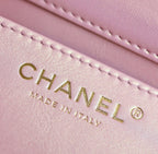 CHANEL 25S FLAP BAG 17 CM IN PEARL PINK LAMBSKIN WITH GOLD HARDWARE