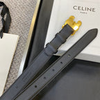 TRIOMPHE BELT 25MM IN BLACK CALFSKIN WITH LEATHER-COVERED BUCKLE
