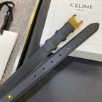 CELINE 25S TRIOMPHE BELT 25MM IN BLACK CALFSKIN 548081