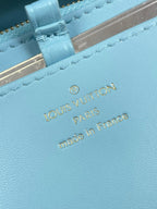 GO-14 MM 23 IN SKY BLUE QUILTED LAMBSKIN GOLD HARDWARE