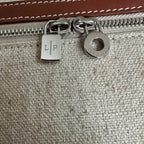 EXTRA POCKET L19 IN WHITE CANVAS AND BRONZE BROWN CALFSKIN WITH SILVER HARDWARE