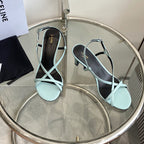HIGH HEEL SANDAL 65MM IN SKY BLUE CALFSKIN