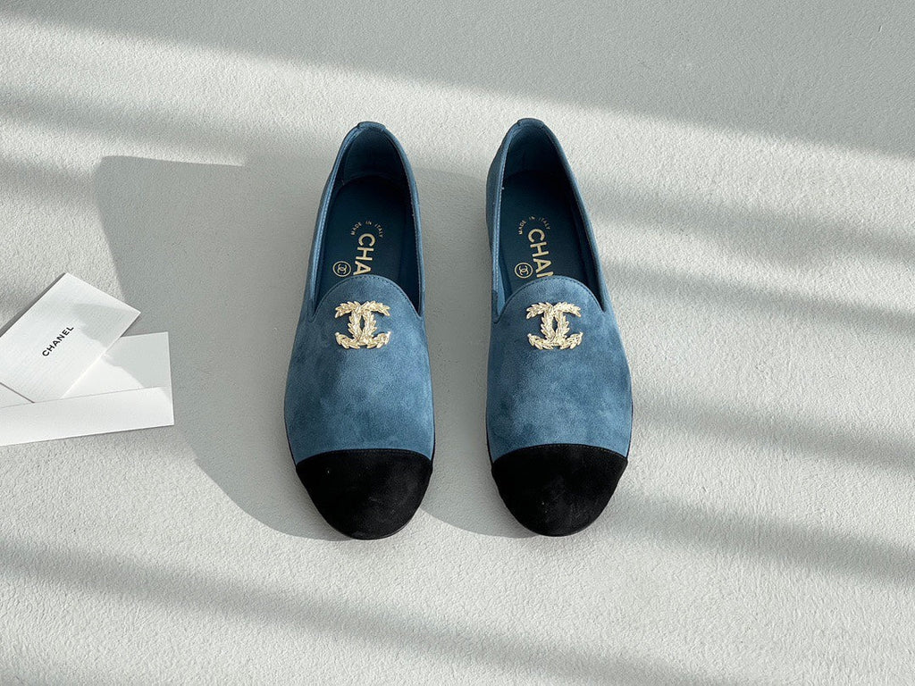 LOAFERS IN CERULEAN BLUE MIX BLACK SUEDE