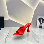 SL GOLDIE MULES RED SATIN