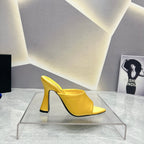 SL GOLDIE MULES LEMON SATIN