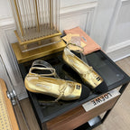 Sandal Ballet Metallic Gold Color Sheepskin