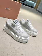 Sneakers Thick-soled Light Gray Cowhide