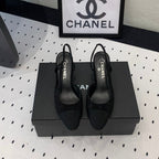 Double CC Rhinestone Slingback Sheepskin Black