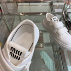 Thick-Soled Denim Sneakers White